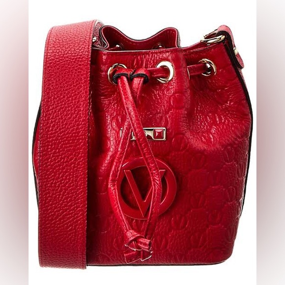 Valentino By Mario Valentino Handbags - Valentino By Mario Valentino Jules Dollaro Monogram Red Leather Bucket Bag $1300